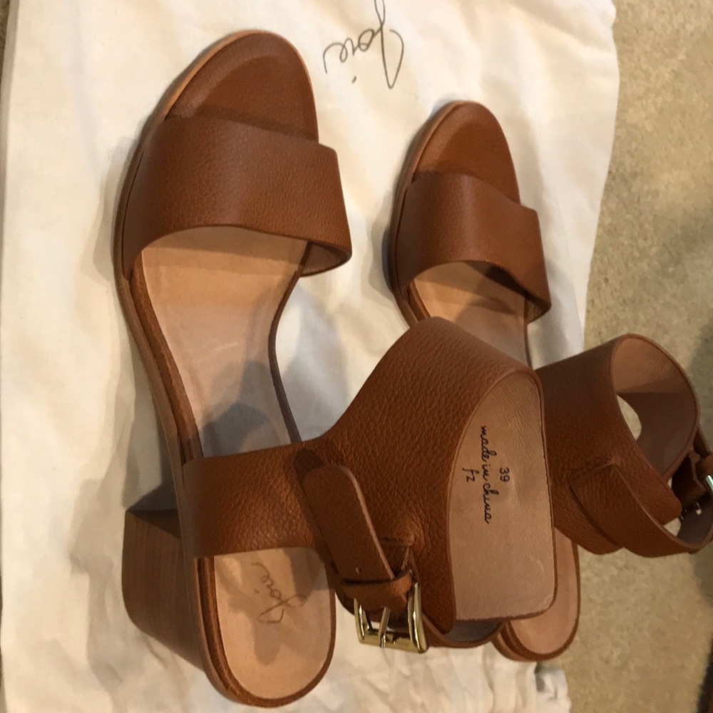 Leather block heeled sandals.